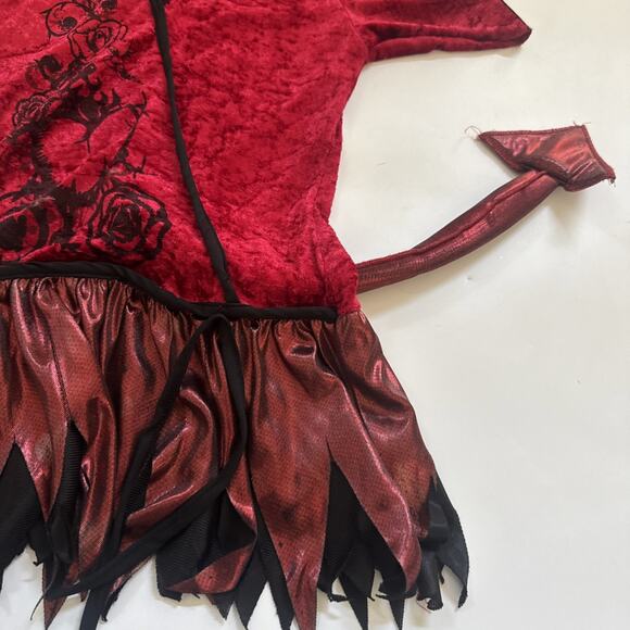 Halloween Costume Velvet Hooded Devil Dress Kids Girls Small Dress Up - Picture 3 of 11